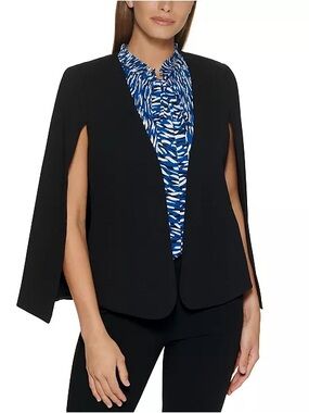 Express Crepe Cape Blazer Jacket  – Black | XS